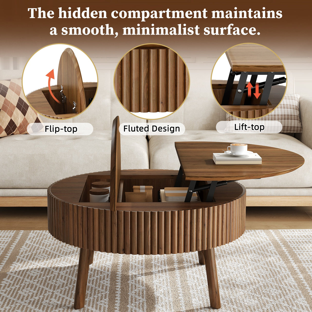 Modern Round Lift-Top Coffee Table