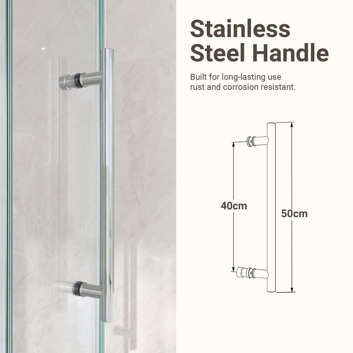 44"-48"W x 76"H Frameless Single Sliding Shower Door