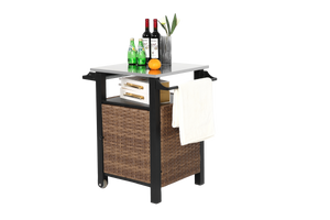 Single Door Outdoor Bar Cart with Stainless Steel Tabletop