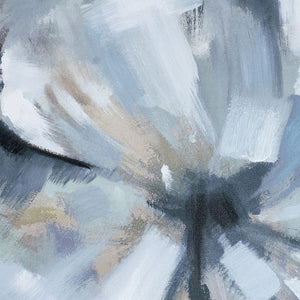 Large Modern Flower Oil Painting Square Frame Wall Art - Blue / Gray