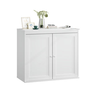Kitchen Storage Cabinet With Double Doors, Adjustable Shelves, Sideboard Buffet For Dining Room - White
