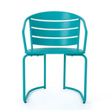 3-Piece Elegant Outdoor Bistro Set with 2 Chairs and Oval Table, Teal