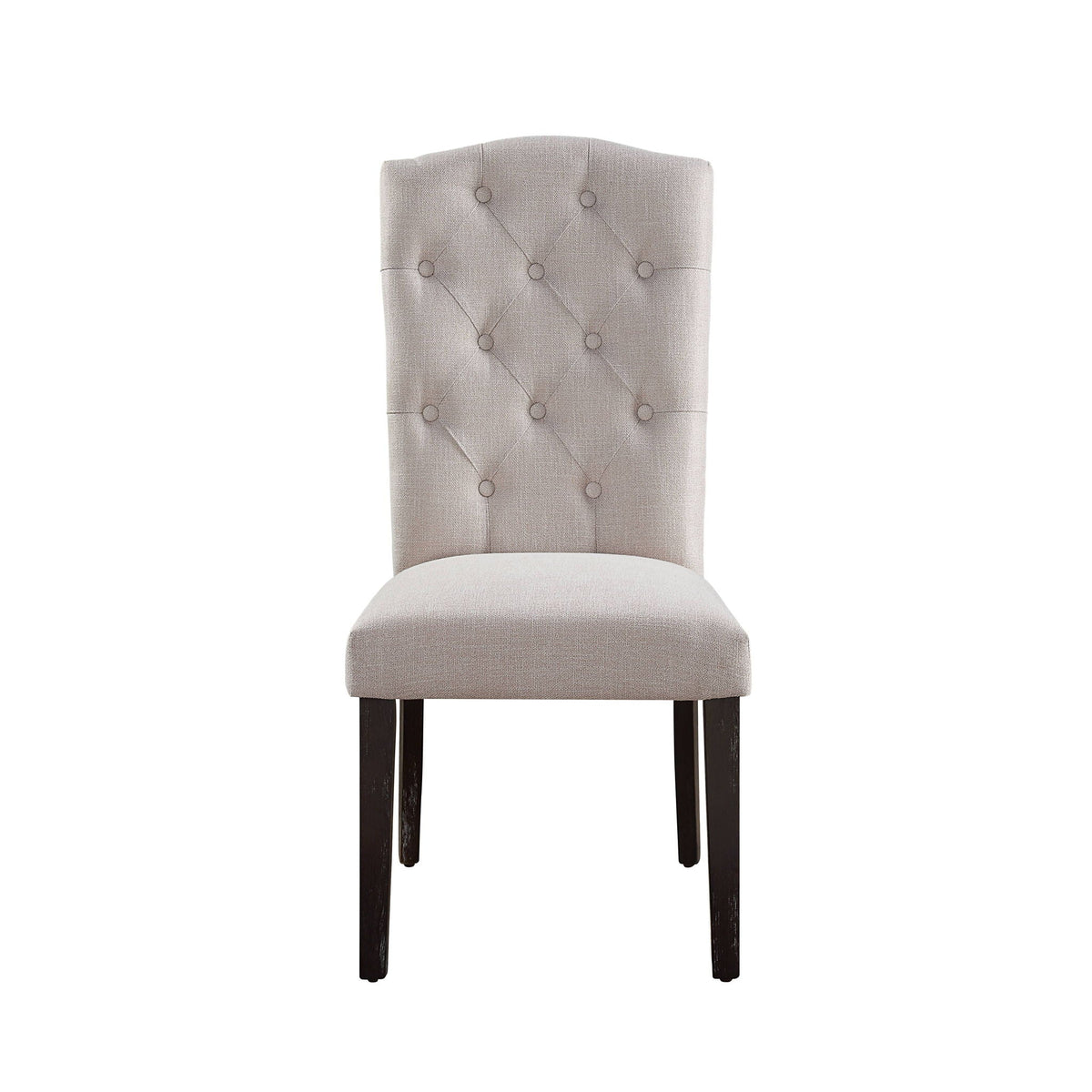 Linen Weathered Dining Chair Set of 2 with Padded Seat - Beige