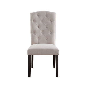 Linen Weathered Dining Chair Set of 2 with Padded Seat - Beige