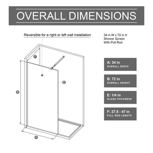 Gradient Shower Door With Handle - Matt Black
