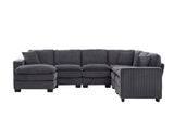 Modern U Shaped 6-Seat Sectional Sofa Couch with Ottoman