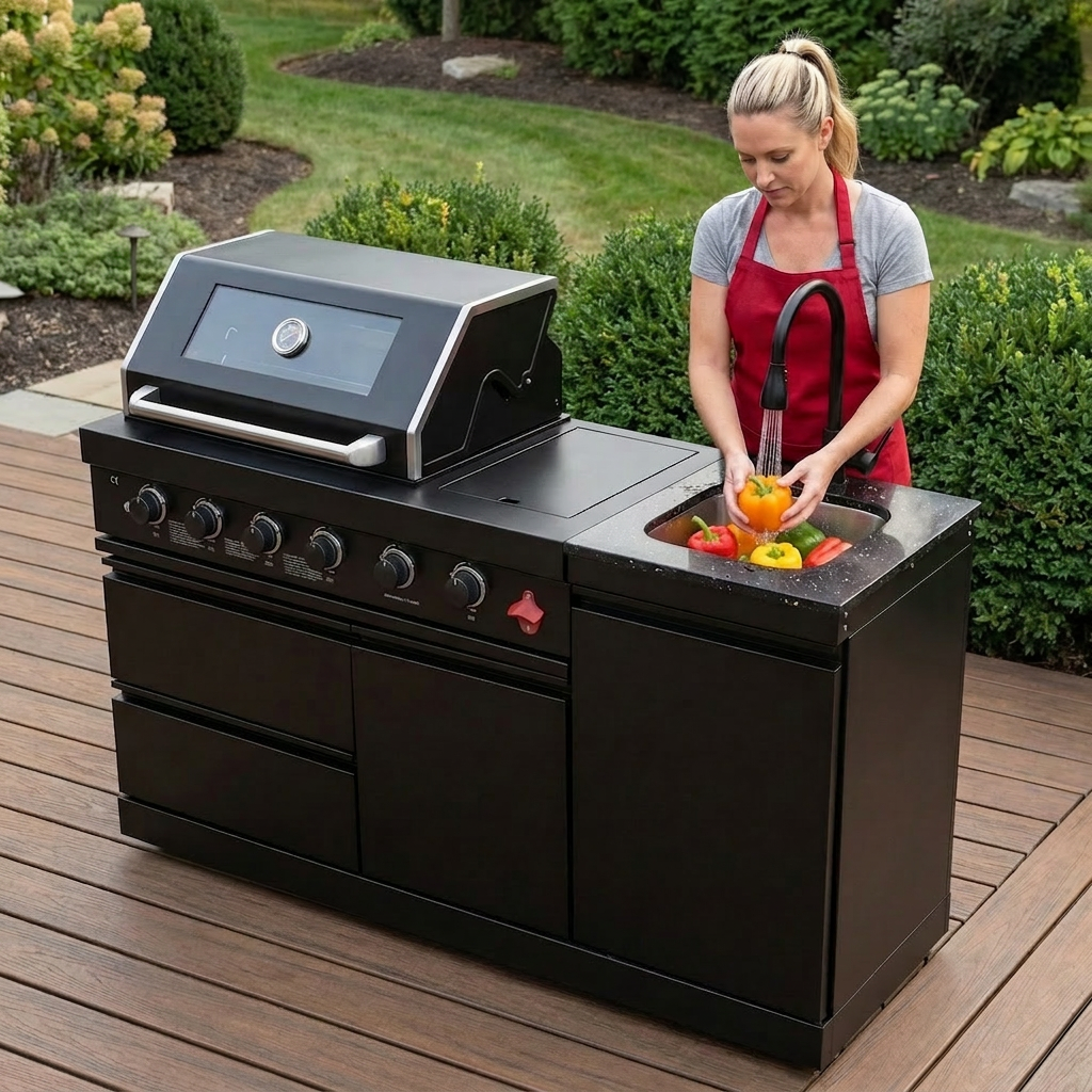 65.4-Inch Deluxe Stainless Steel Propane Gas Outdoor Kitchen Grill