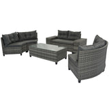 8-piece outdoor wicker round sofa set, half-moon sectional set all weather