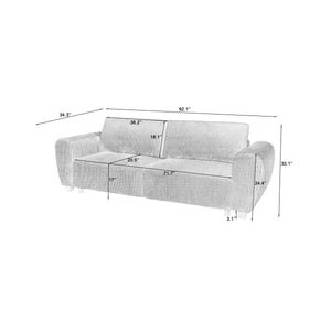 Corduroy Upholstered 3-Seat Sofa Couch 2-in-1 Convertible Sleeper Sofa Light Brown