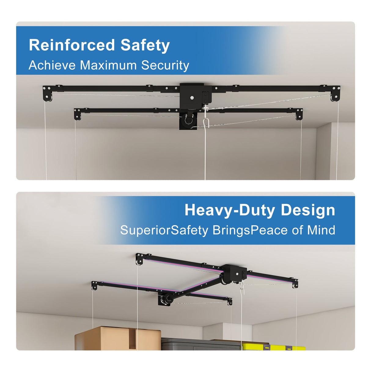 Black Overhead Garage Storage Rack 3x6 FT for High Ceilings