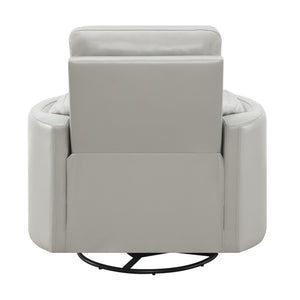 Sagen Gray Leather Aire Recliner W/Swivel & Glider