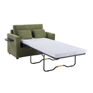 Sleeper Sofa With Foldable Mattress, USB Ports, Side Table & Storage Pocket