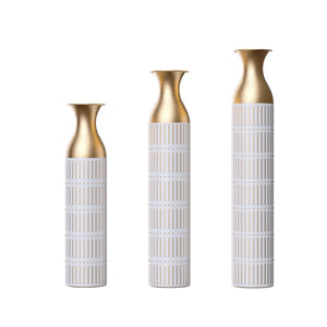 Floor Metal Vases Decorated White Metal Vases (Set of 3)