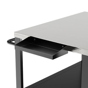 Outdoor Grill Table For Big Egg Style Bbq With Metal Grill Cart And Storage Box And Metal And Stainless Steel - Black / Silver