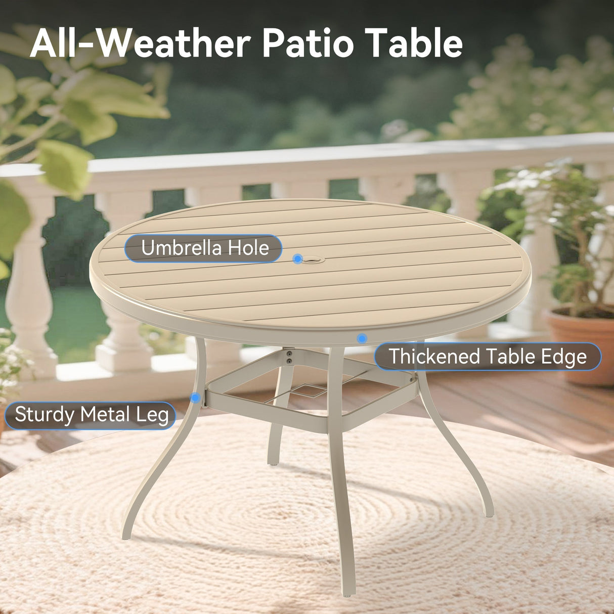 7-Piece Patio Dining Set with Round Metal Table and Stackable Chairs