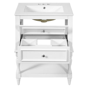 Bathroom Vanity With Sink, 2 Drawers Storage Cabinet, Open Shelf