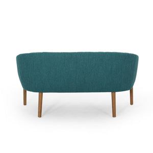 Mid Century Modern Loveseat With Channel Stitched Backrest