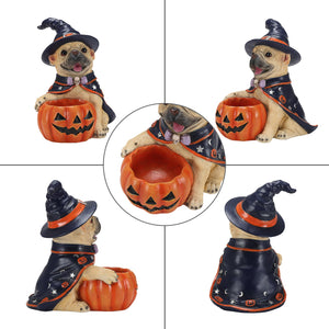 Halloween French Bulldog Witch Puppy Figurine