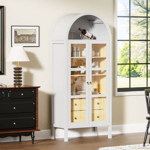 Modern Arched Cabinet with Glass Doors and Auto Sensor Light