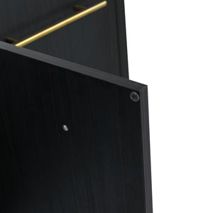 Modern Chestnut Wall Mounted Bathroom Vanity With Left Resin Sink And Storage Rack - Black Chestnut