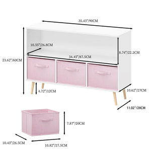 Bookcase With Collapsible Drawers, Book Display Organizer
