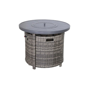 Wicker Outdoor Lounge Set With Cushions And Fire Pit