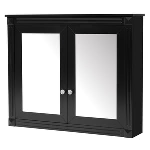 Wall-Mounted Medicine Cabinet with Dual Mirrors and Adjustable Shelves - Black or White