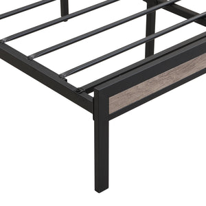 Modern Bed Frame With LED Lights, Upholstered Headboard, USB Charging