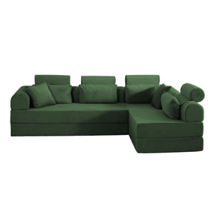 Modern L-Shape Modular Sectional Sofa, Compressed Design