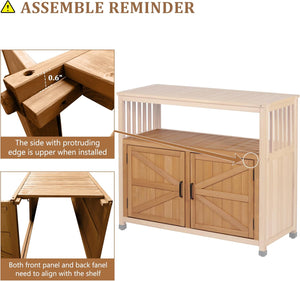 Wooden Patio Bar Table Set with Storage
