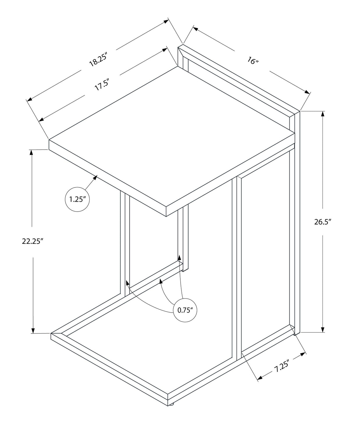 Accent Table, C-Shaped, Contemporary & Modern