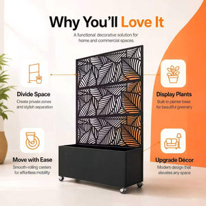 Leaf Pattern Privacy Screen with Planter Box