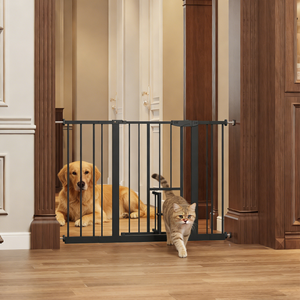 Baby Gate with Cat Door, 29.5-44.1" Metal Pet Door