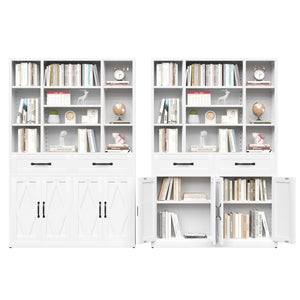 Industrial Bookcase Tall With Adjustable Shelves, Drawers & Doors
