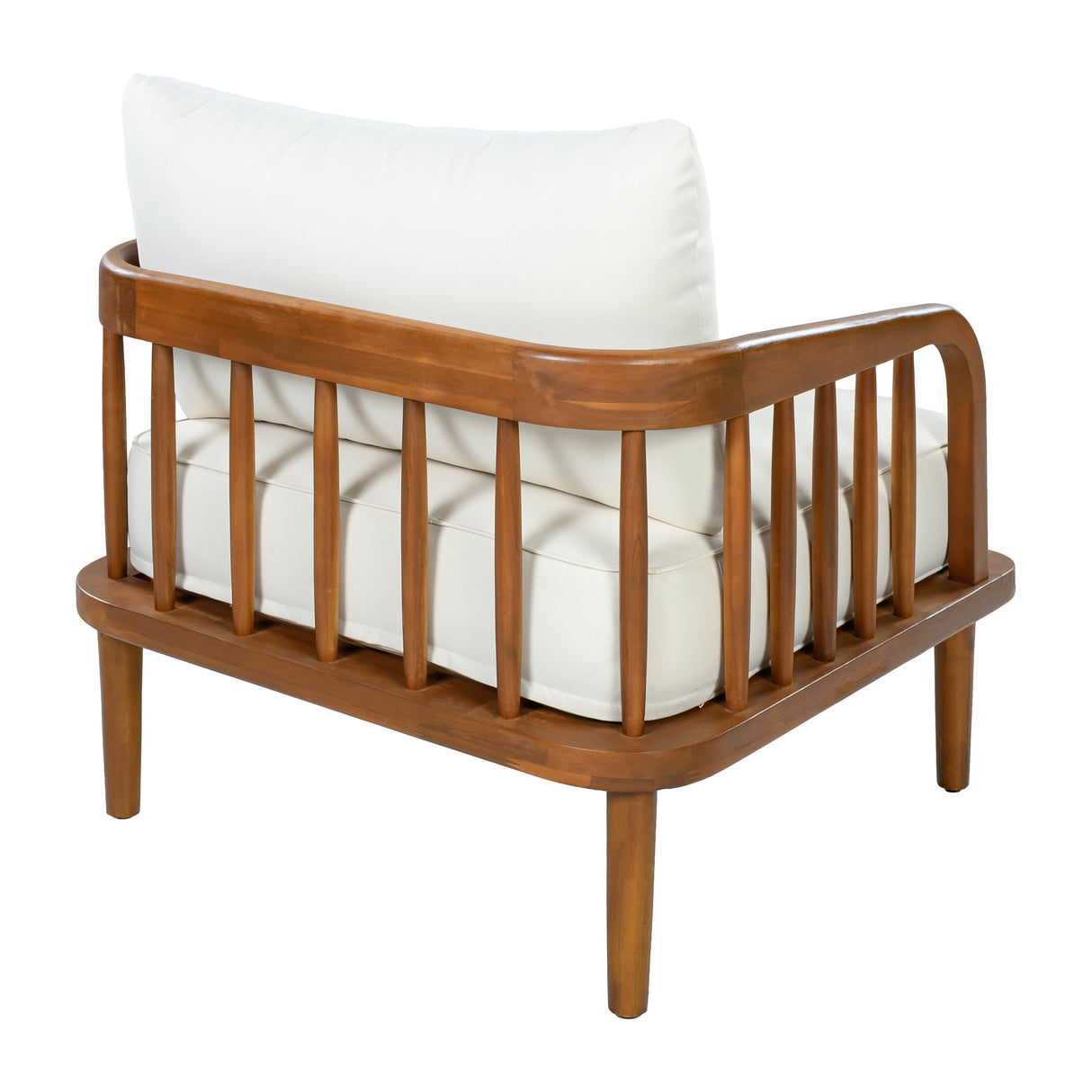Acacia Wood Outdoor Patio Chair with Vertical Slatted Arms