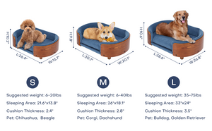 Scandinavian Style Elevated Dog Bed with Solid Walnut Wood Legs
