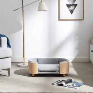 Scandinavian Style Elevated Dog Bed Pet Sofa With Solid Wood Legs