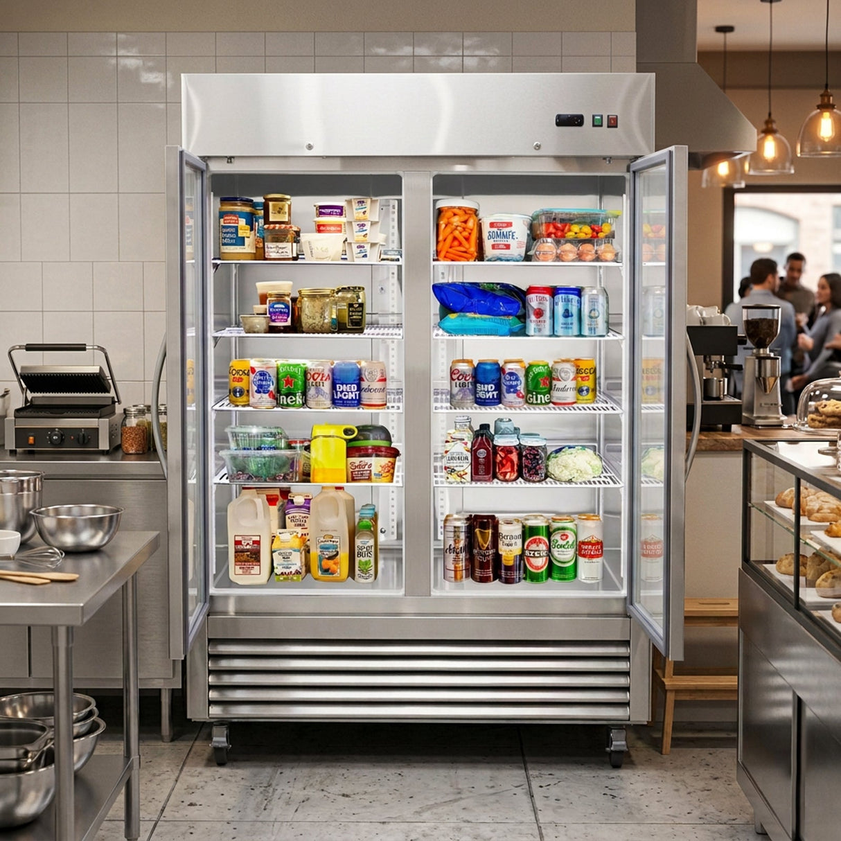 54"W Commercial Refrigerator with Glass Doors