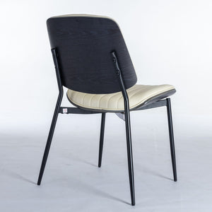 Dining Chairs (Set of 2) Mid-Century Modern Retro Chair With Walnut Bentwood Back Upholstered Seat Metal Legs Adjustable Foot For Kitchen Dining Room Chairs