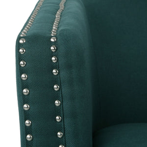 Modern Upholstered Swivel Club Chair With Nailhead Trim