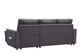 Modern Modular L-Shaped Sofa Bed with ChaiseDark Grey Linen