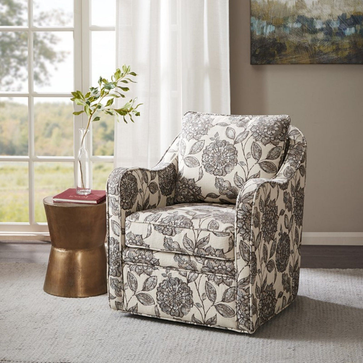 Wide Seat Arm Chair With 360 Degree Rotation