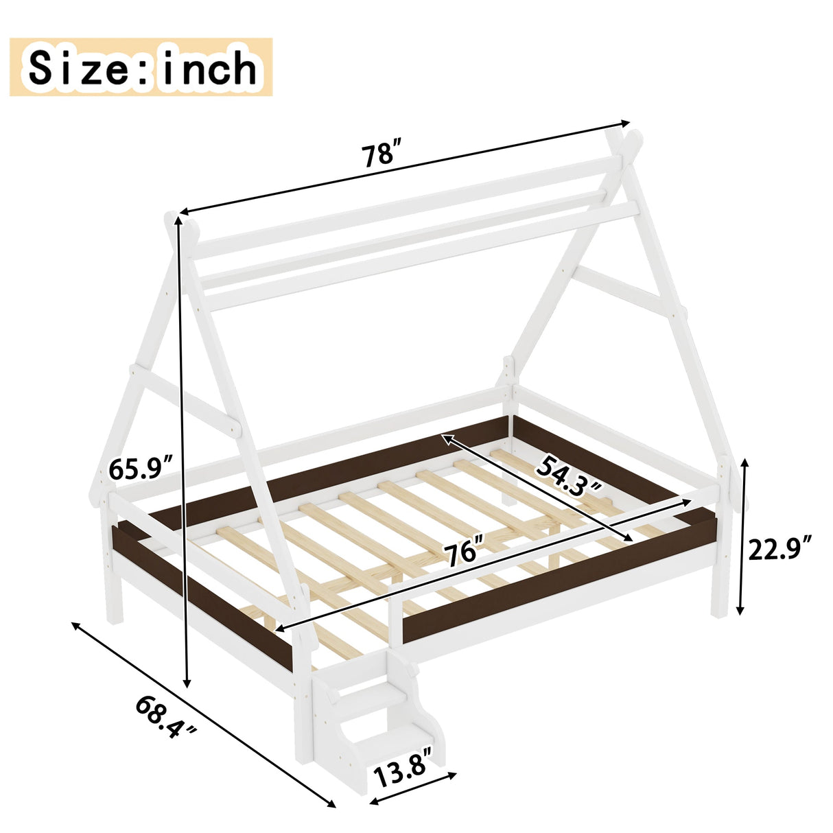 Full House Platform Bed with Stairs