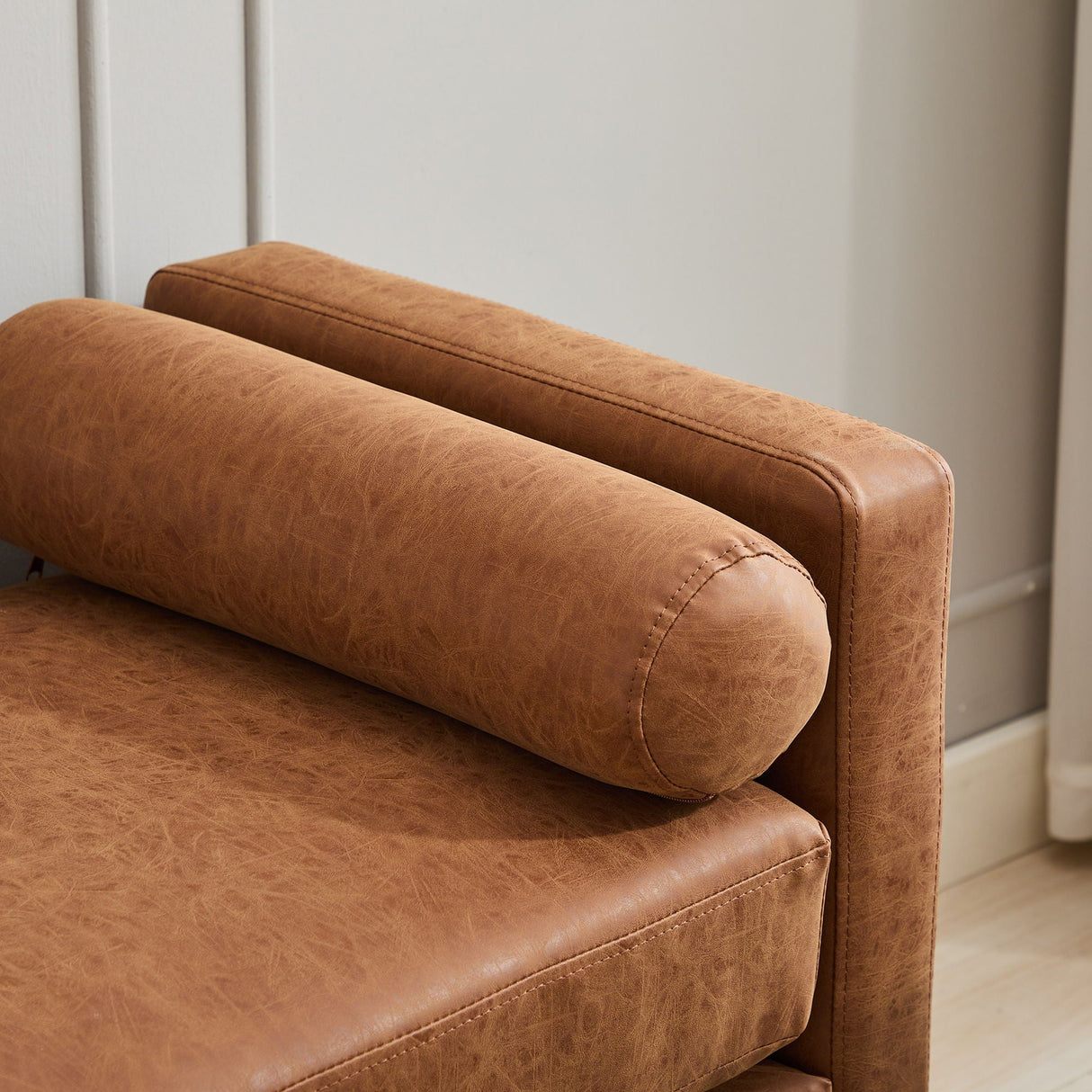 Elegant Upholstered Bench Daybed Ottoman With Bolster Pillows