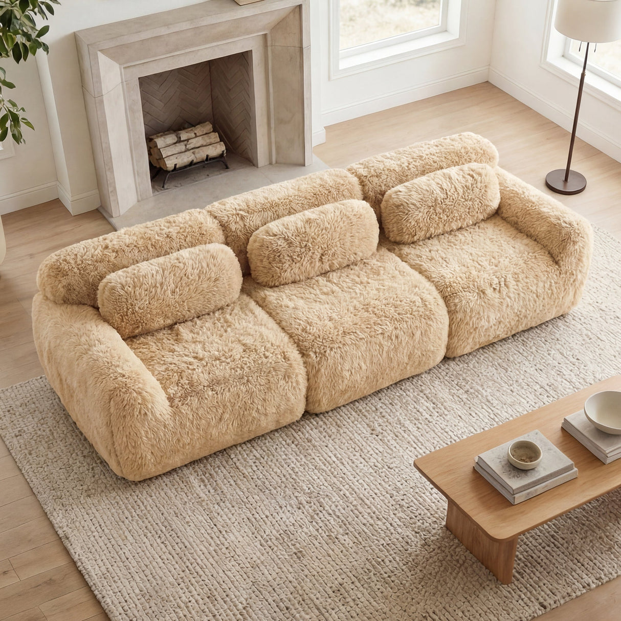 114'' Soft And Fluffy Modular Sectional Sofa