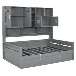 Daybed With All-In-One Cabinet And Shelf