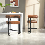 Household bar stools set of 2, modern upholstered with back
