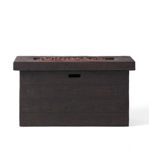 Custer - Rectangular Fire Pit 50,000 BTU Magnesium Oxide - Brown