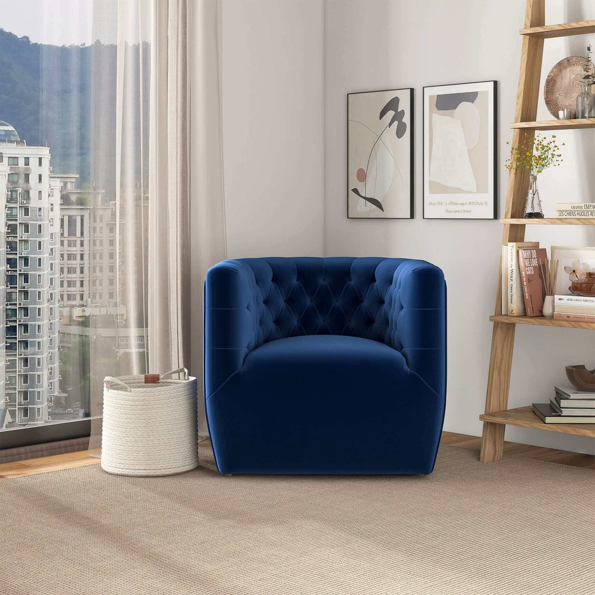 Delaney Velvet Swivel Club Chair