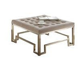 Damien Beige Fabric & Champagne Finish Cocktail Ottoman